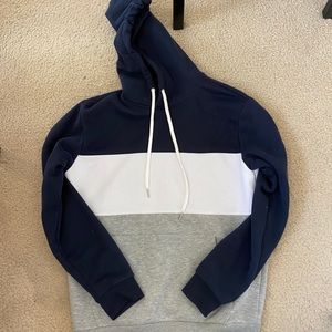 Navy, White & Grey Striped Sweatshirt